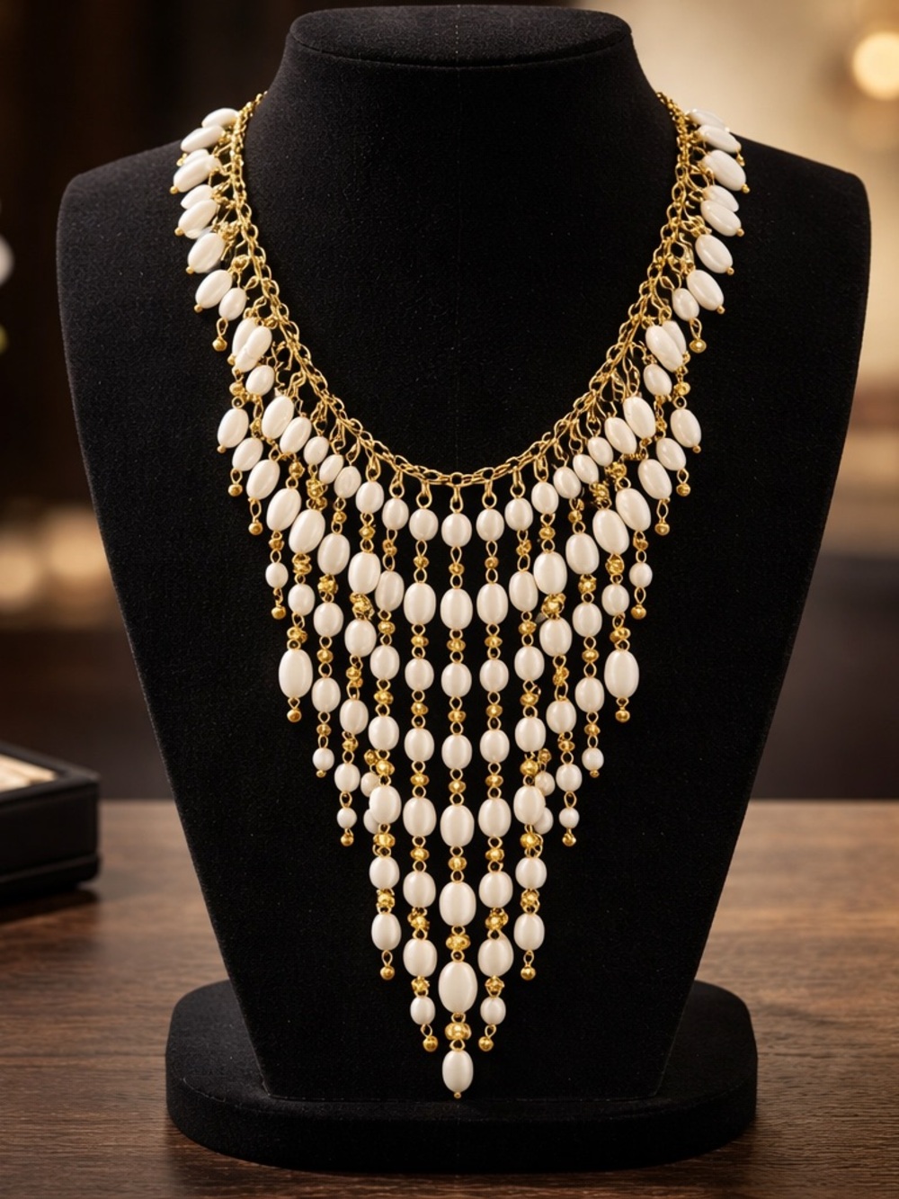 Ivory Cascade Fringe Necklace